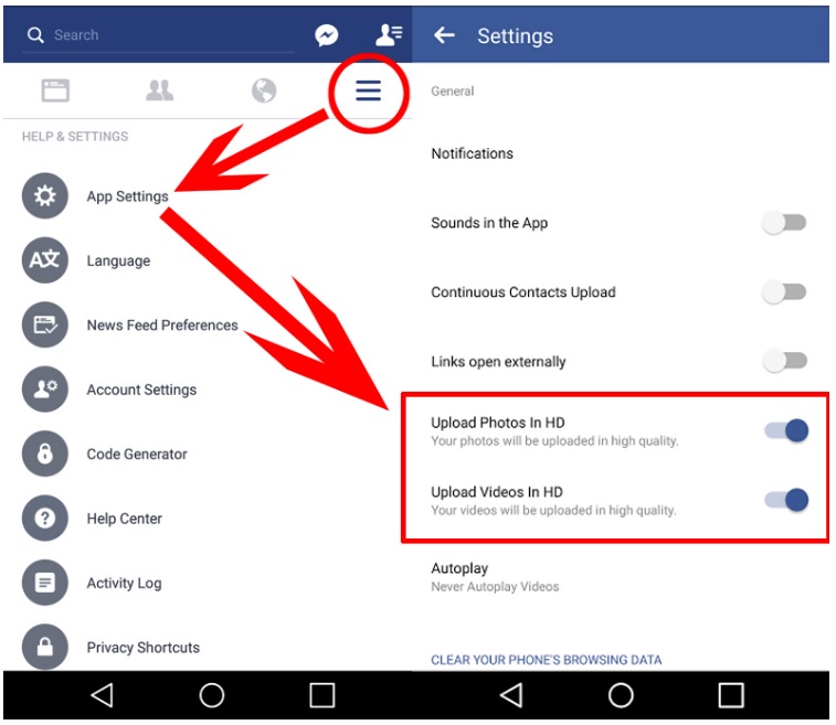 How to enable HD options in Facbook