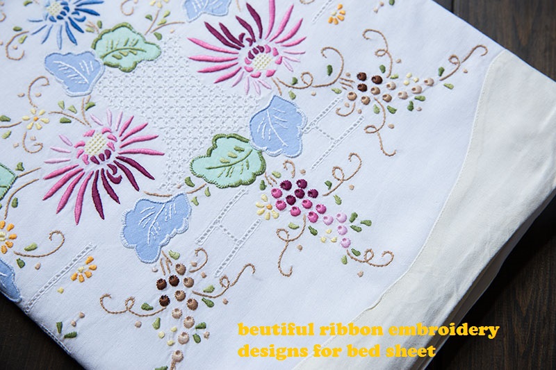 Ribbon embroidery designs for bed sheet